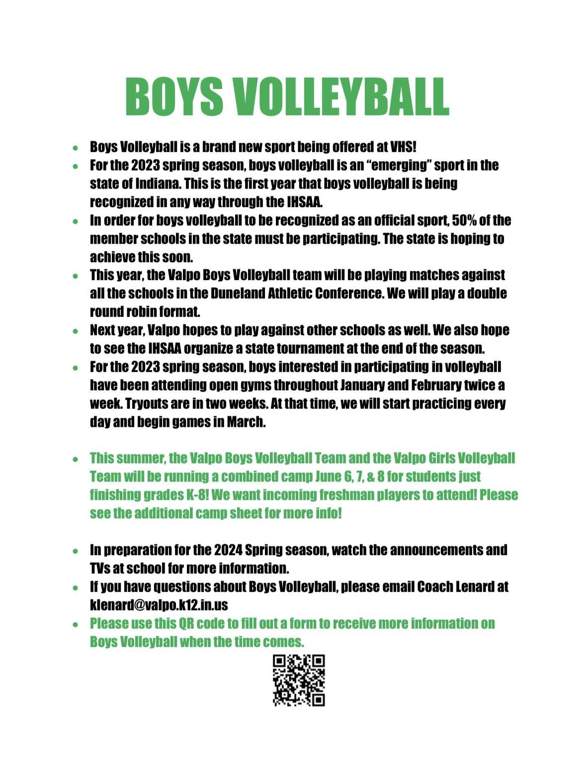Boys Volleyball – Volleyball – Valparaiso High School