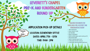 Information for PreK and Kindergarten round up.