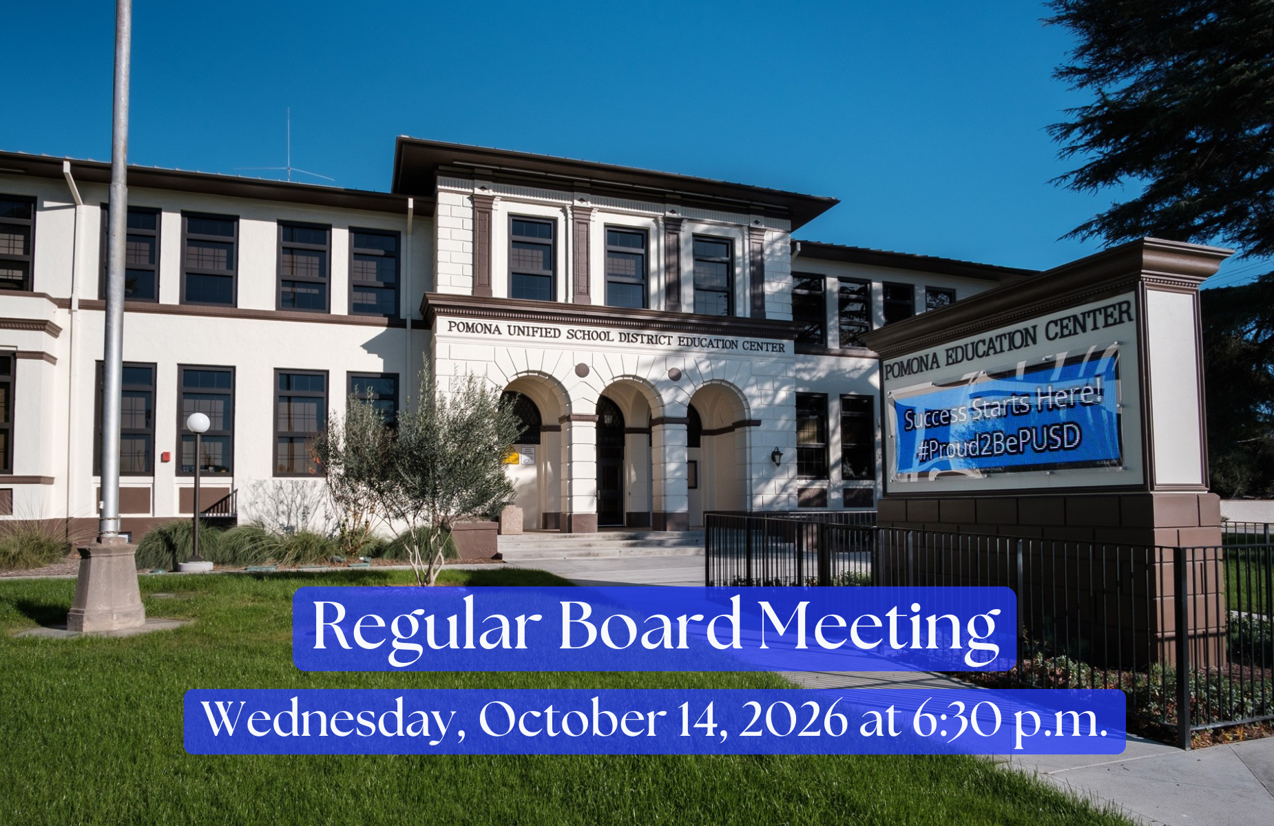 Board meeting shuffle banner for homepage- click on banner to view meeting on YouTube when it begins. October 14, 2026
