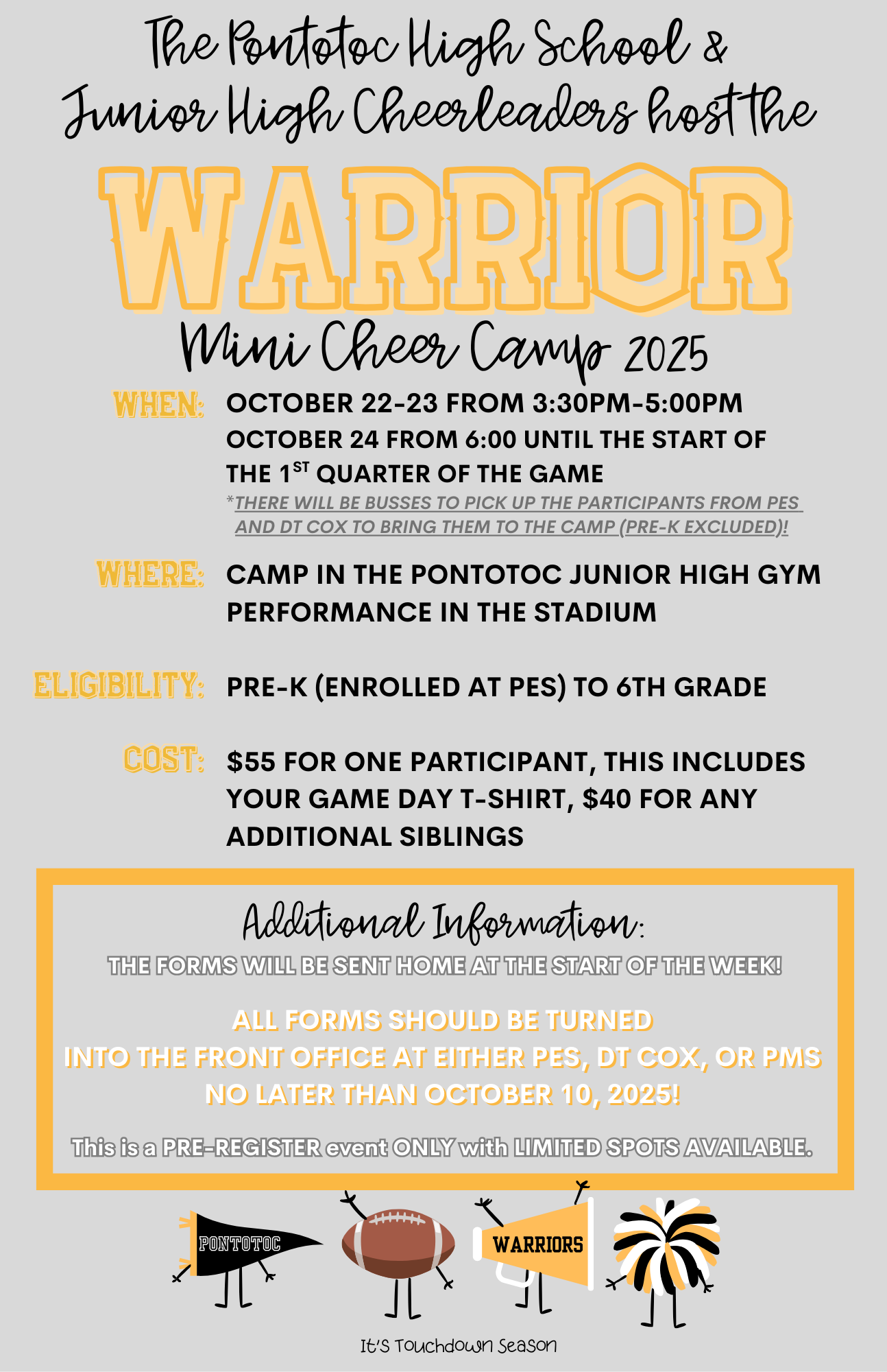 Mini Cheer Camp infographic