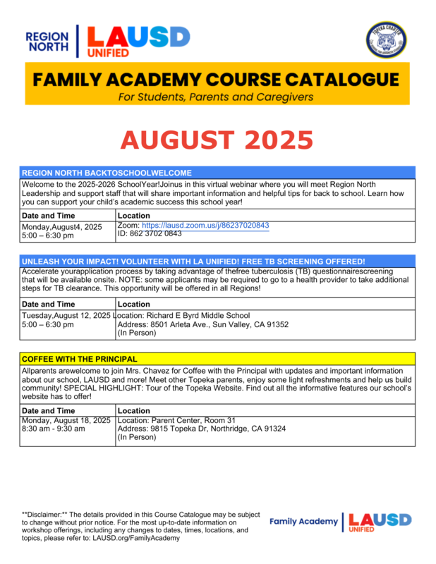 LAUSD News and Announcements Flyer