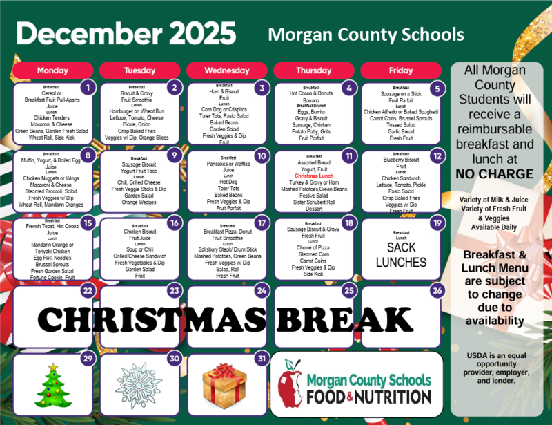 December 2025 Menu