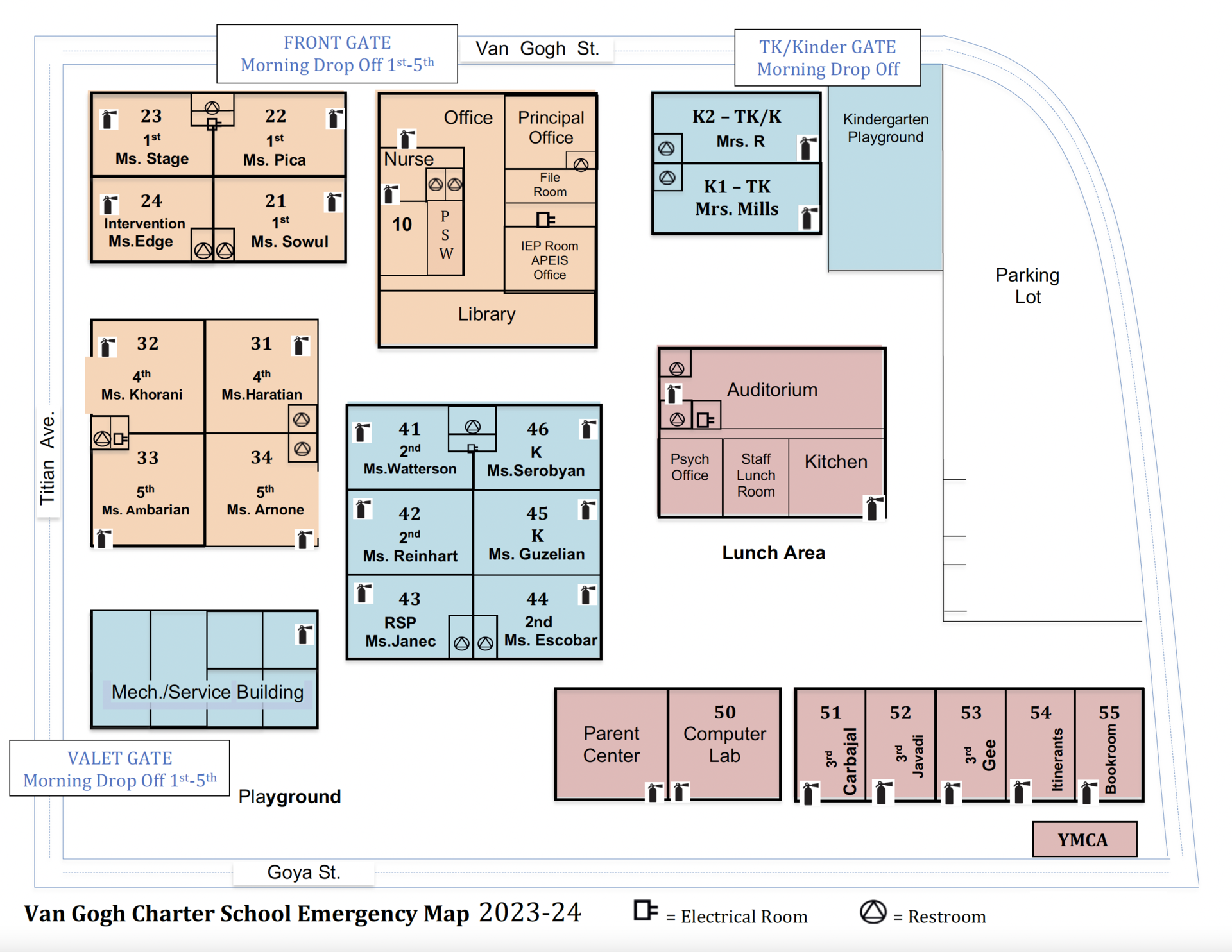 Van Gogh Charter Morning Drop Off Map