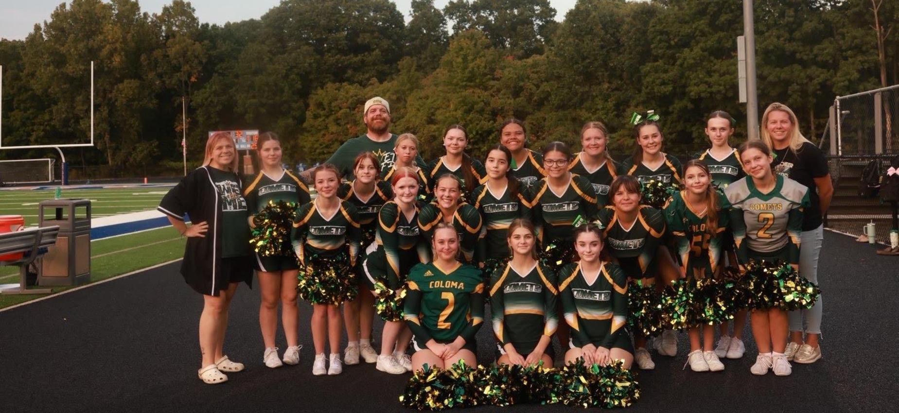 2025 Sideline Cheer Team in uniform after football game