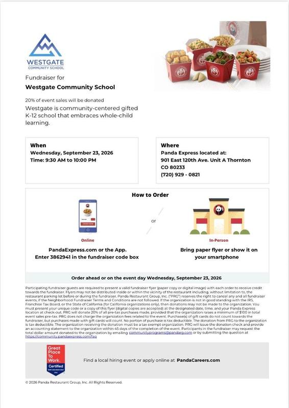Panda Express Show Your Spirit Day Flyer for Ordering