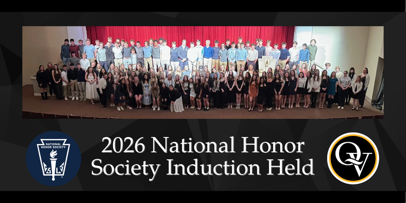 Photo shows the logos for the National Honor Society and Quaker Valley and announces that the 2026 National Honor Society Induction was Held.