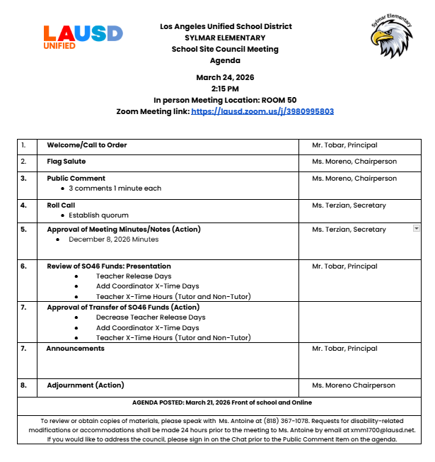 SSC Agenda