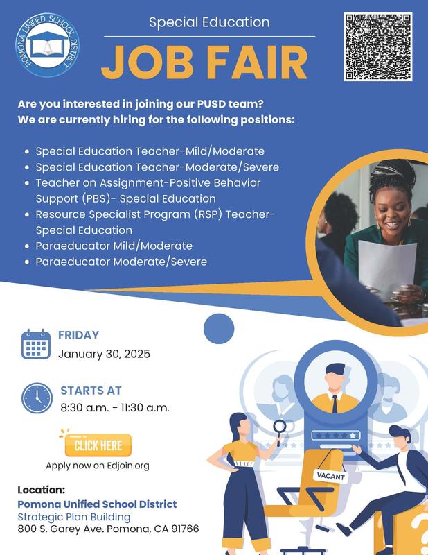 PUSD Hosts: Special Education Job Fair 1.30.26