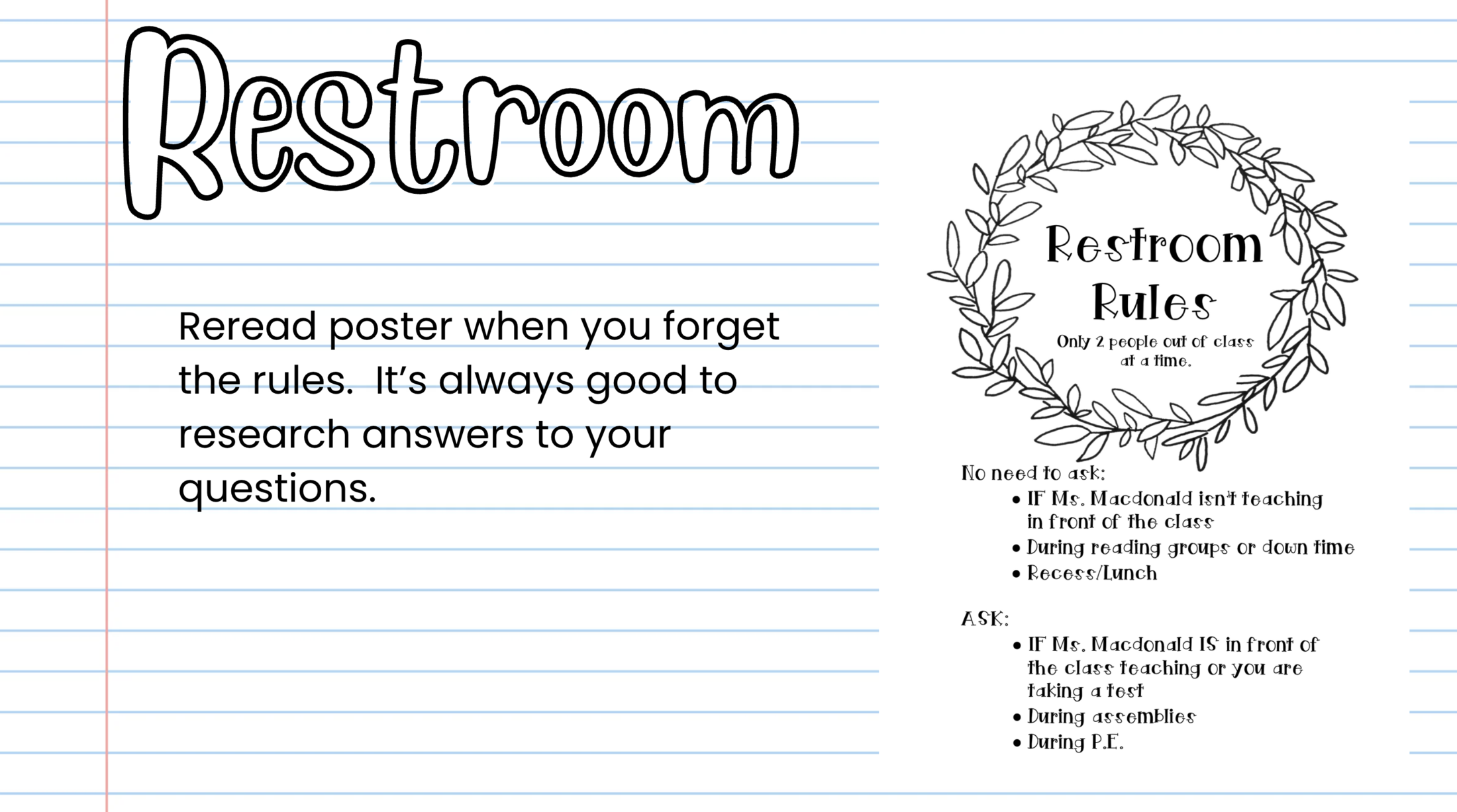 Restroom Policy – Michele Macdonald – Cox Elementary School
