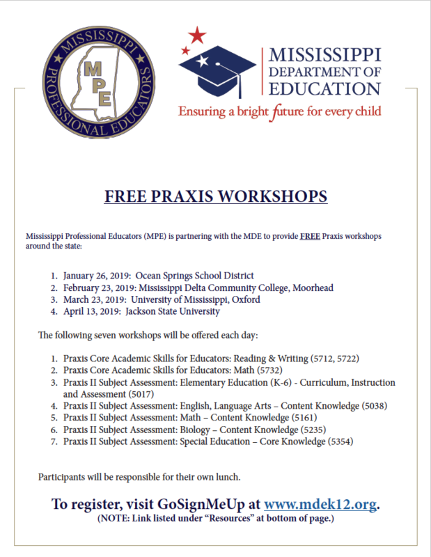 MDE and MPE Host FREE Praxis Workshops! Featured Photo