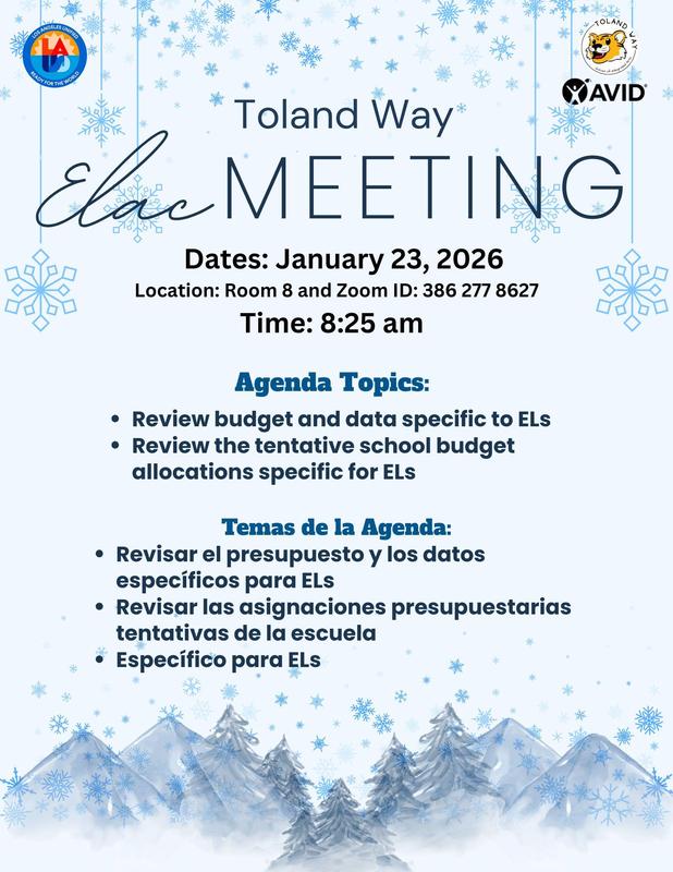 We invite you to join us for our ELAC meeting