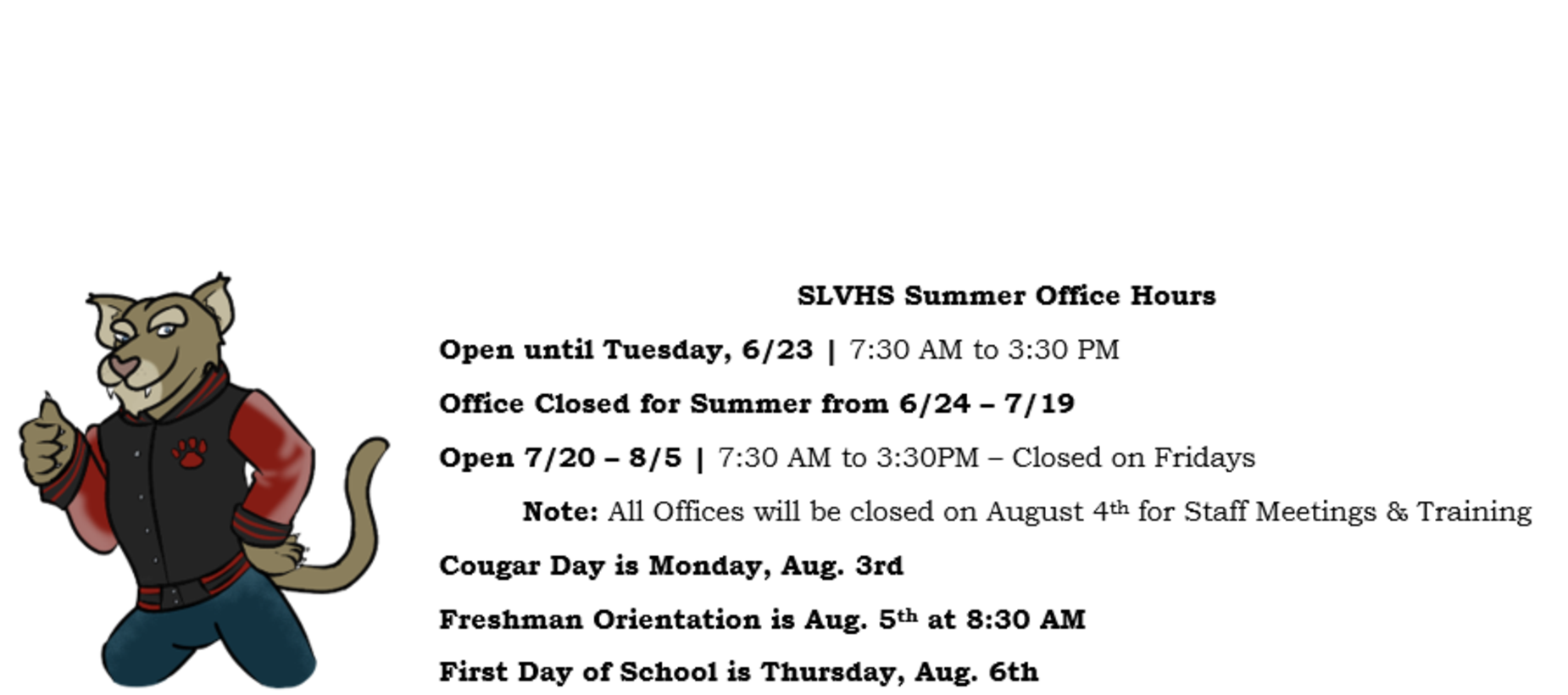 Summer Information