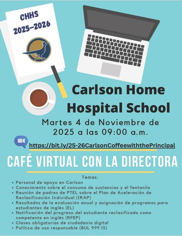 virtual coffee with the Principal spanish flyer