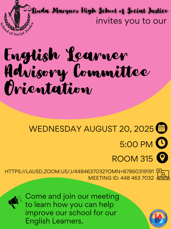 English Learner Advisory Committee Orientation/ Orientación del Comité Asesor de Estudiantes Aprendices de Inglés