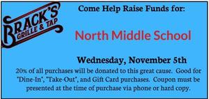 coupon to support North's fundraiser at Brack's on november 5