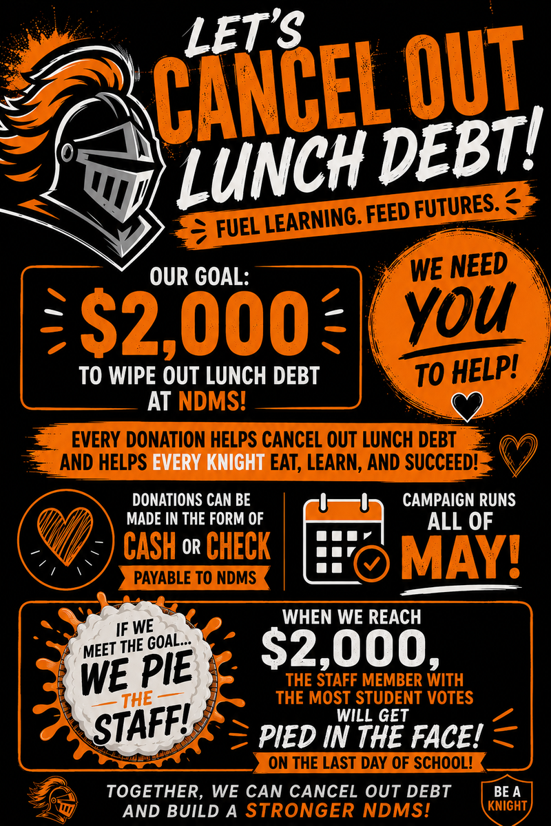 Even $5 can go a long way in helping a student receive meals and focus on learning.  Community members can donate by cash or check payable to NDMS, and NDMS parents with a SchoolCash Online account can donate online.