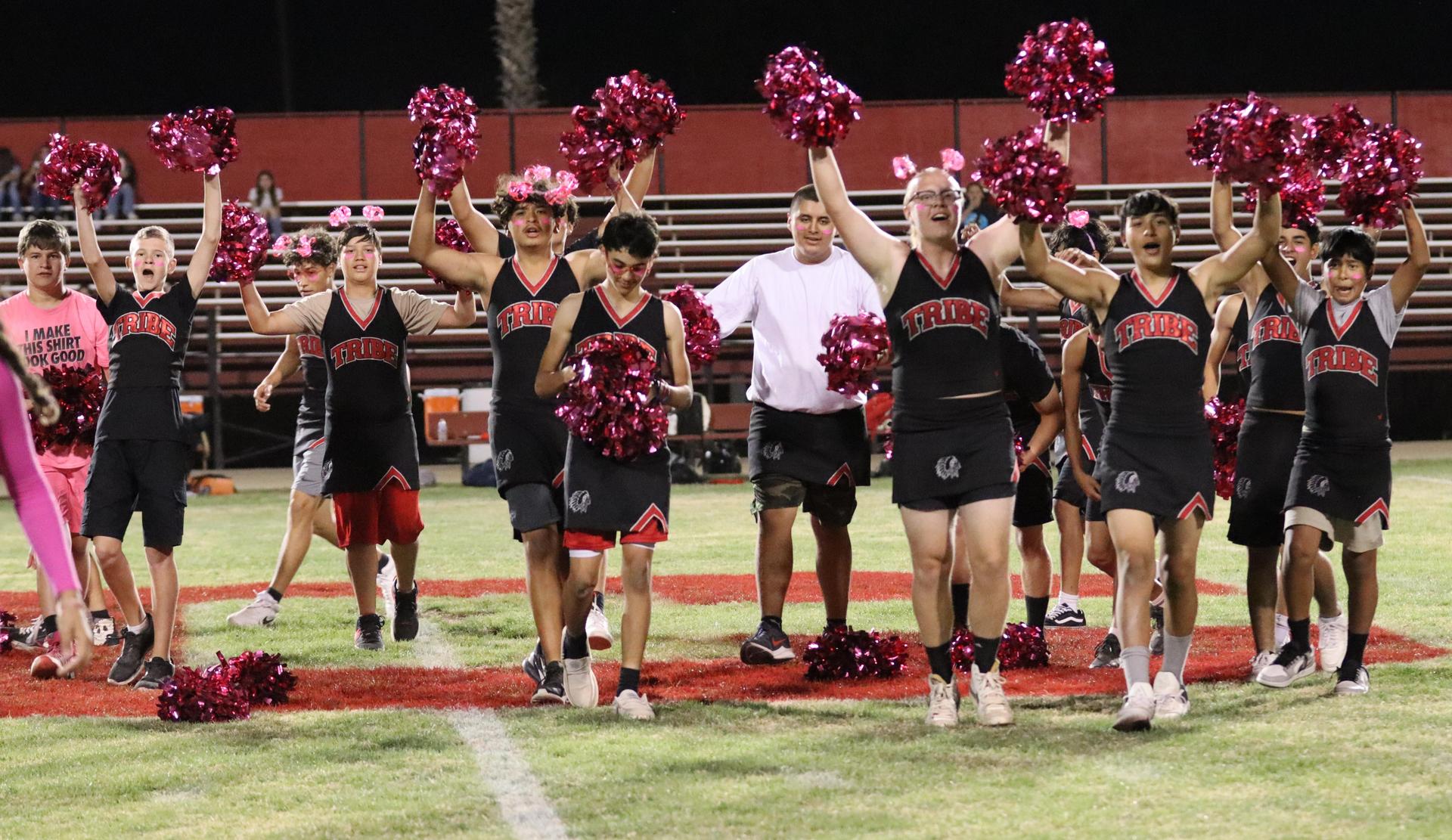 cheerleaders performing at halftime
