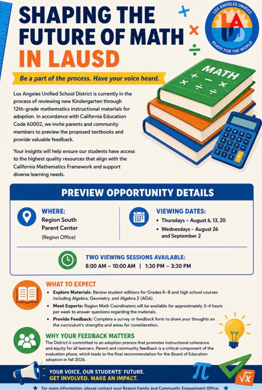 Parent flyer asking for math instruction input