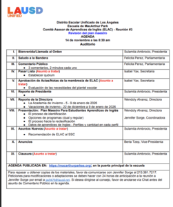 ELAC Agenda Spanish
