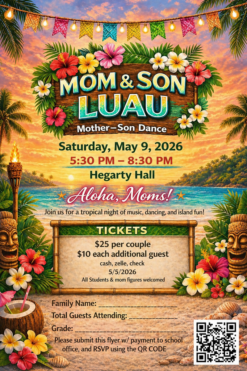 colorful hawaiian flyer with mother son information