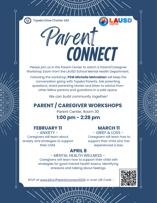 Parent Connect Mental Health Workshops for Parents Flyer