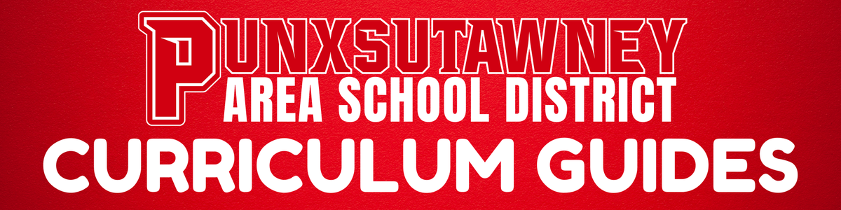 Homepage Banner for Curriculum Guides red background with white text