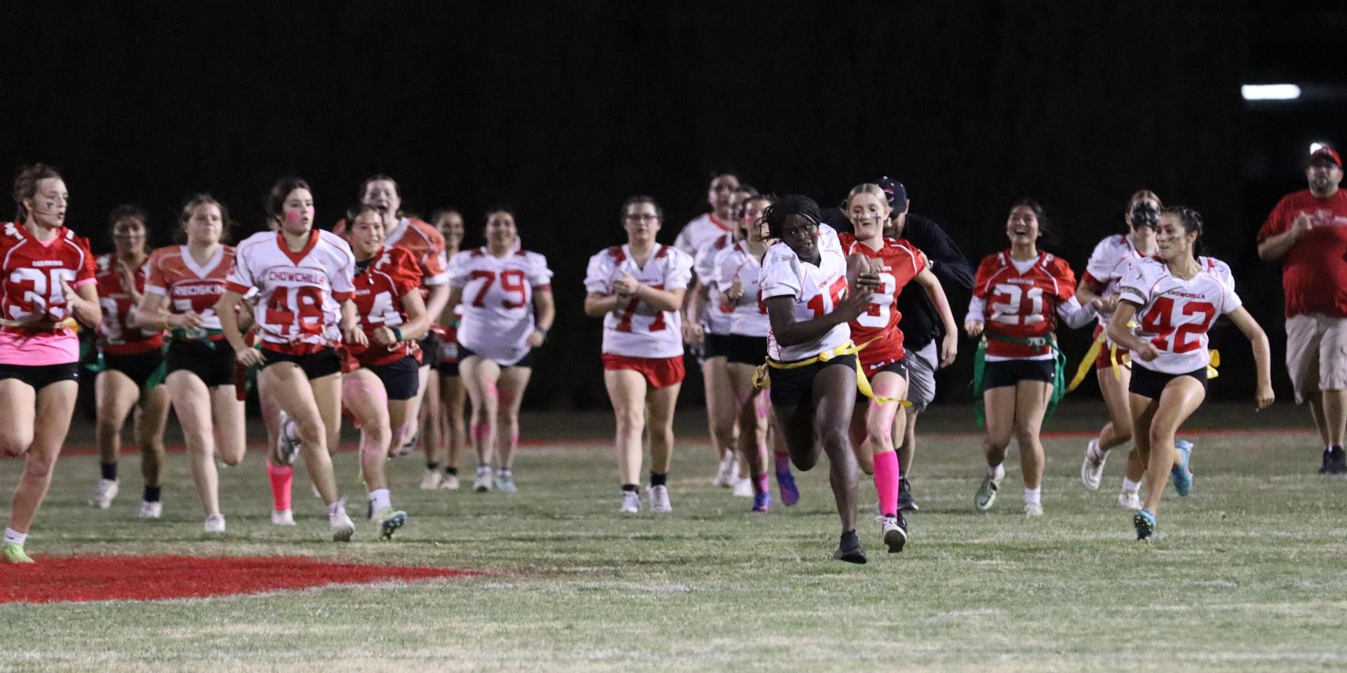 girls playing flag football