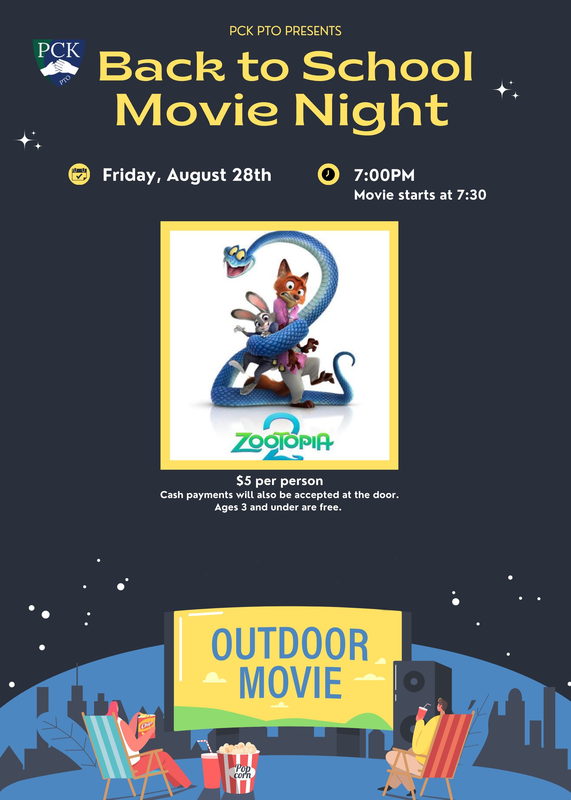 Back to School Movie Night at PCK on August 28