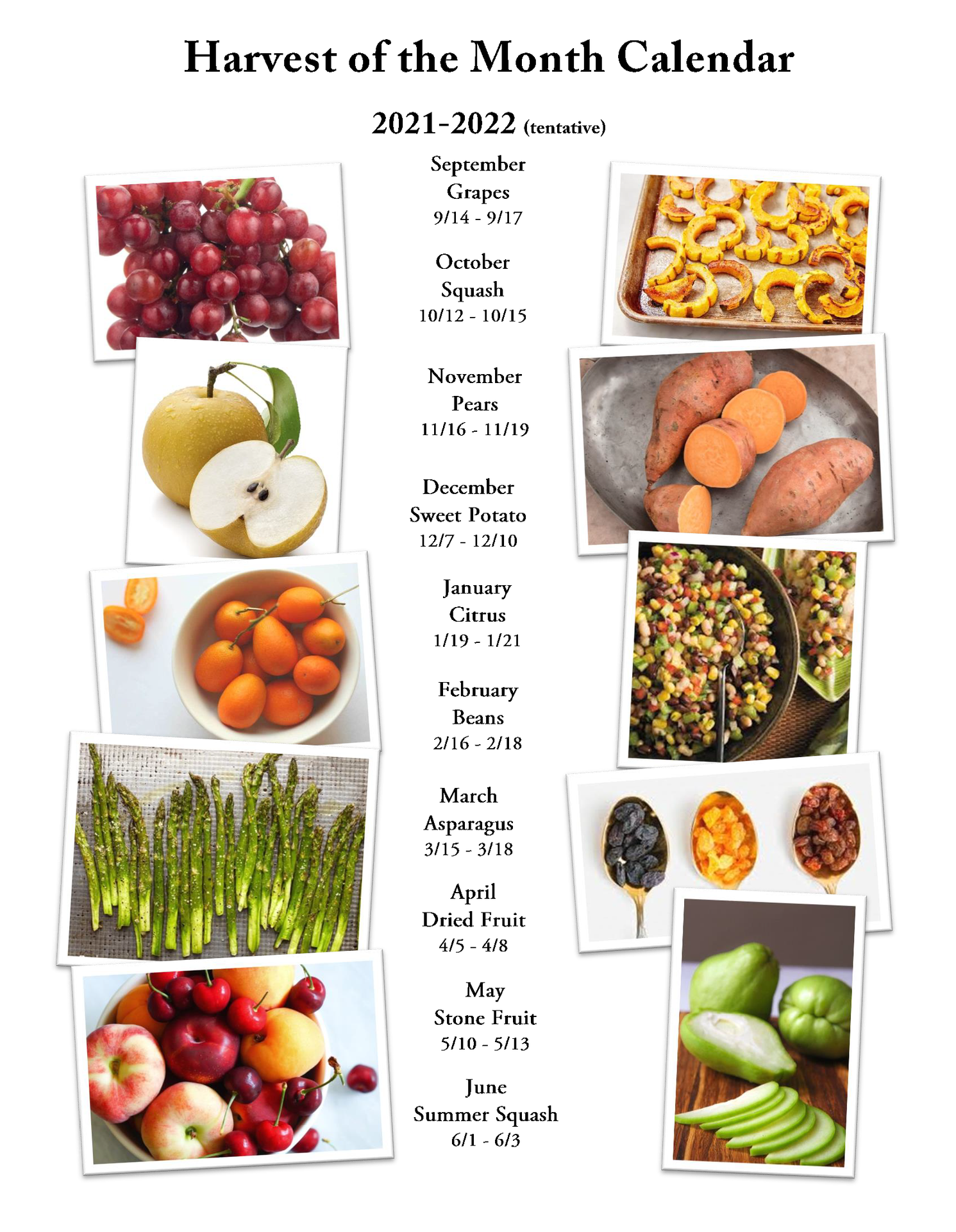 Harvest of the Month Calendar 2021-22