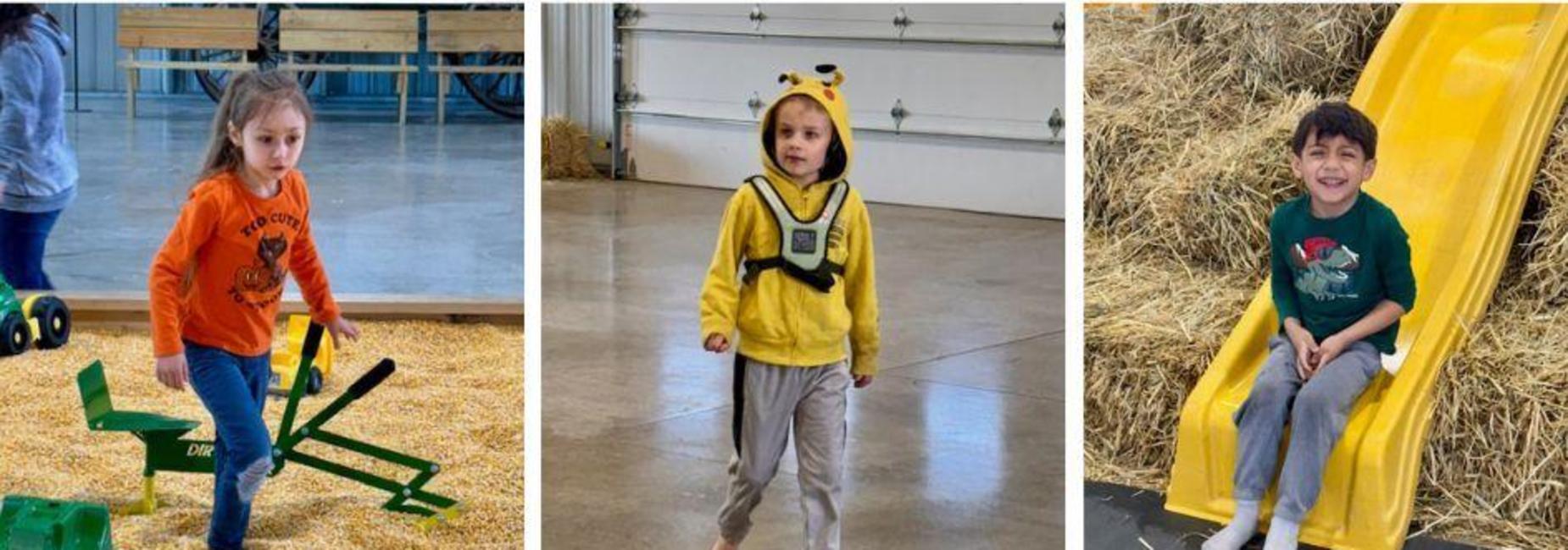 Mrs. Hampton's students playing while on a field trip to Richdale Farms.