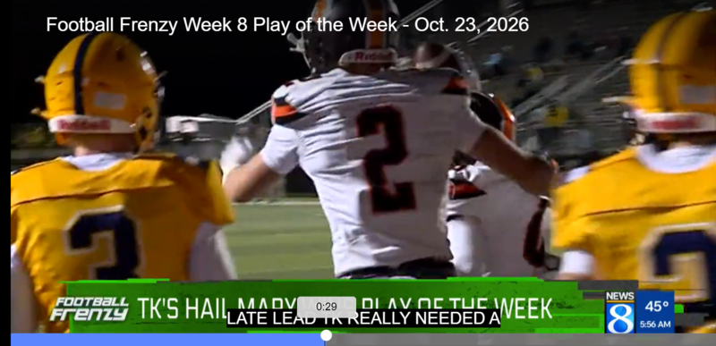 TKHS player Parker Dahley grabs the touchdown pass.