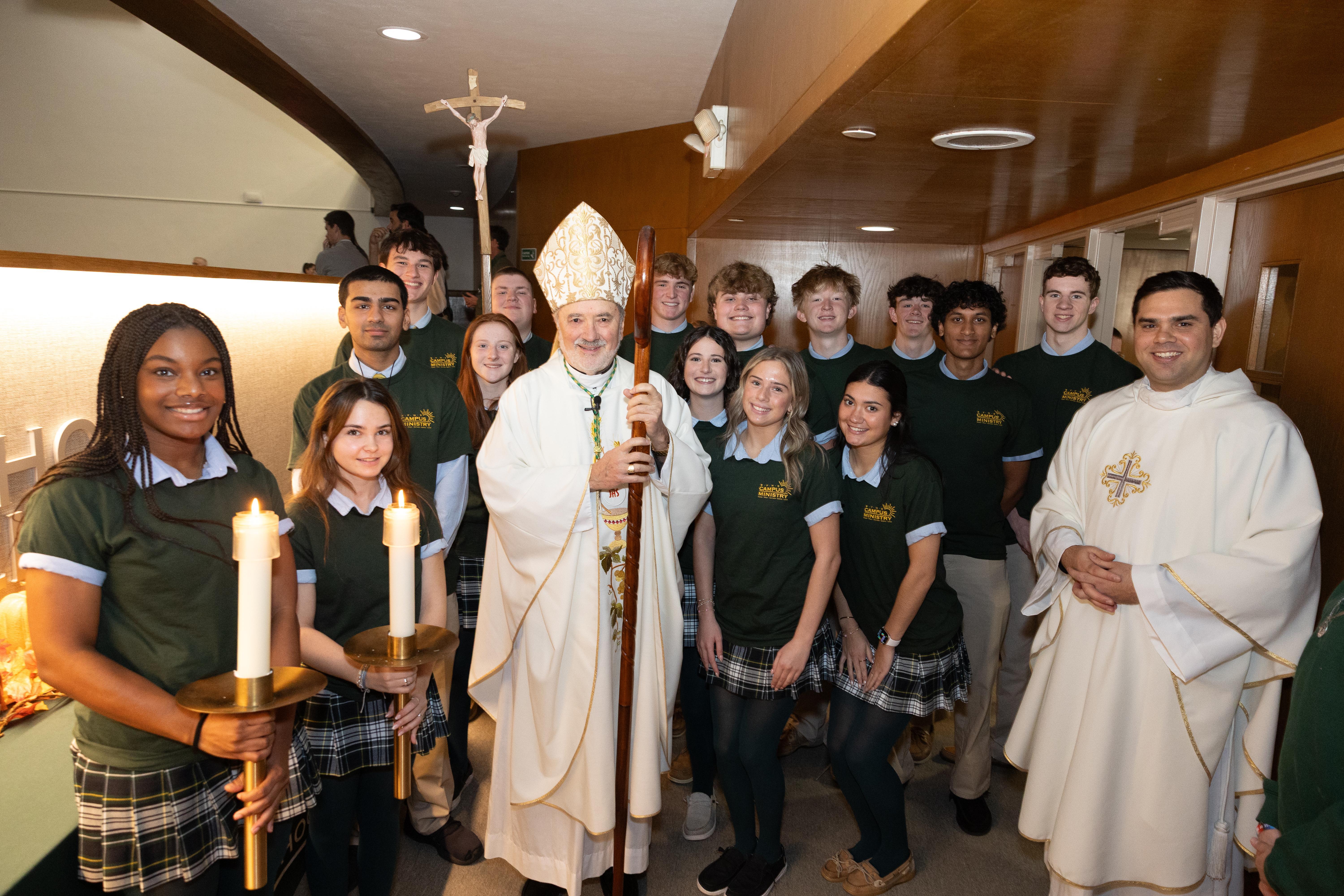 Students preparing for mass