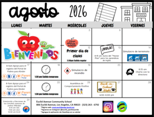 Calendario de agosto