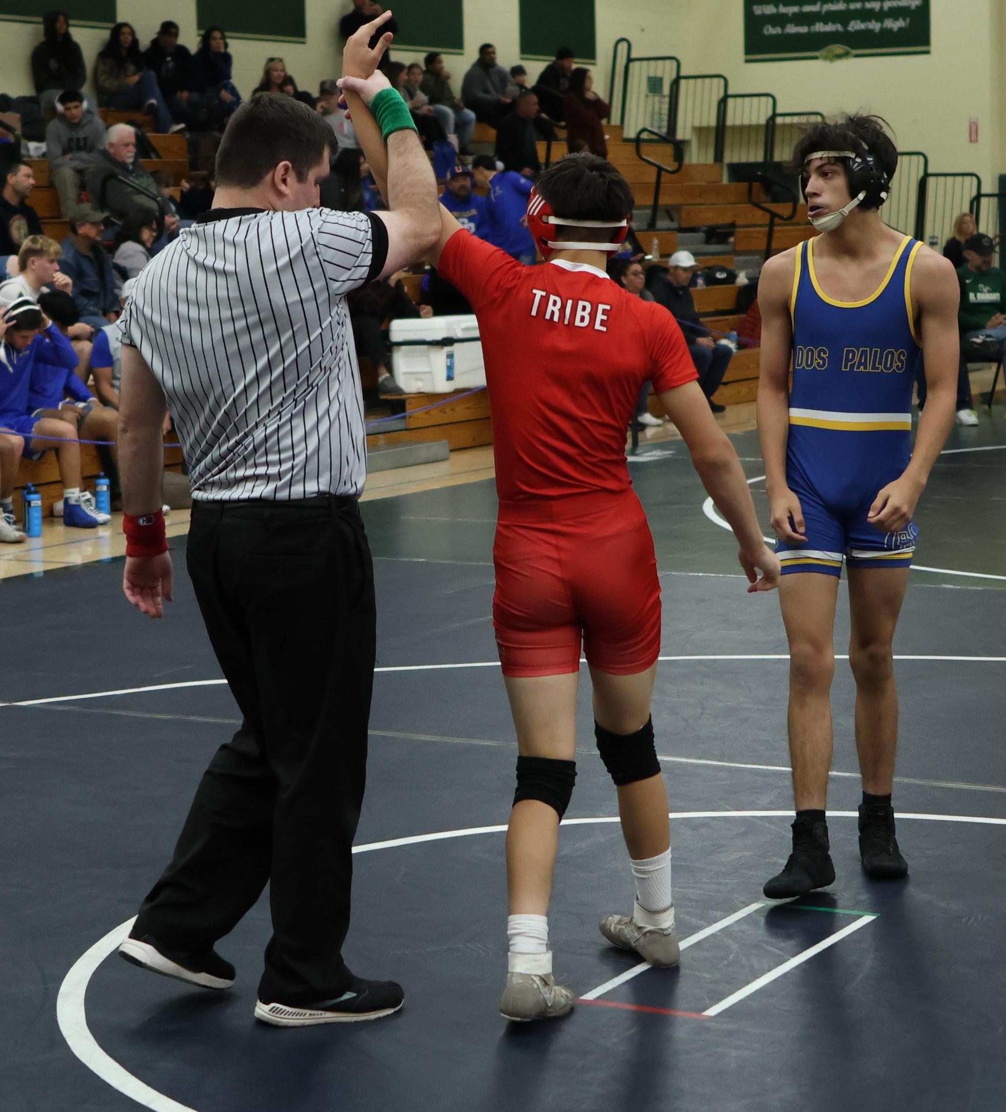 Boys wrestling in the Liberty Duals event 53