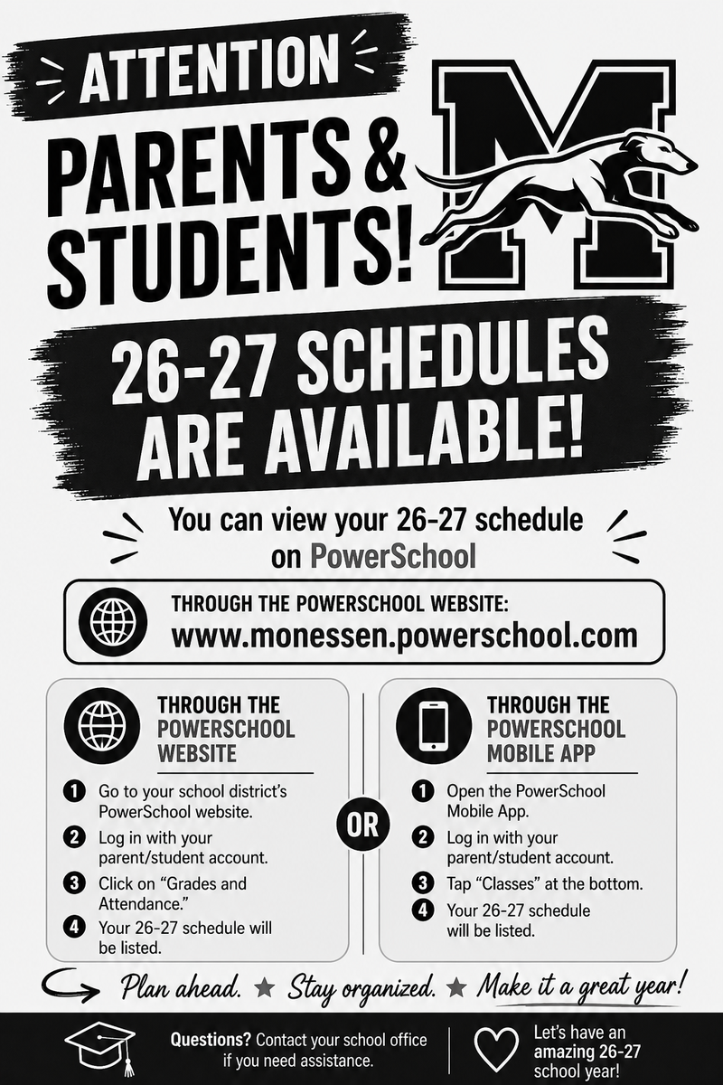 26-27 Student Schedules Available Featured Photo