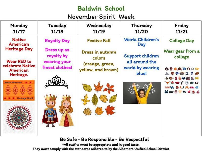 November Spirit Week - 11/17 - 11/21 Featured Photo