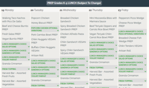 Lunch for the Week / Menú de almuerzo