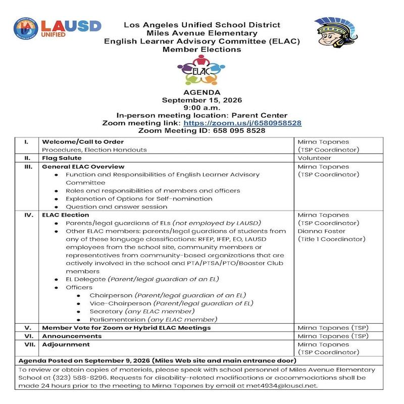 ELAC Election Agenda