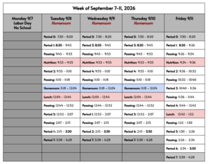 Weekly Bell Schedule