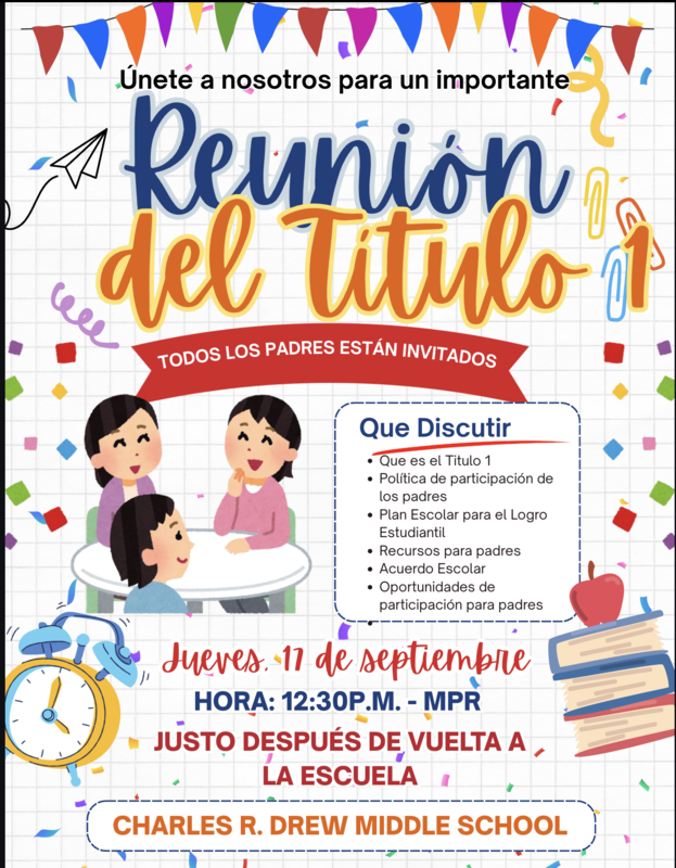 books, apple and animated people on flyer