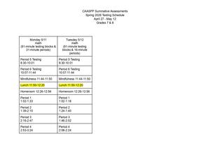 CASSPP Schedule