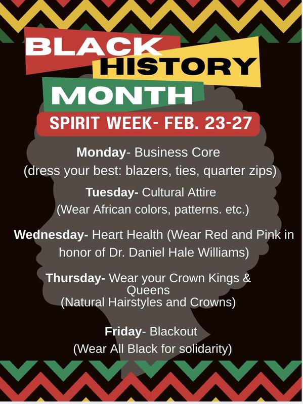 Black History Month Spirit Days Flyer