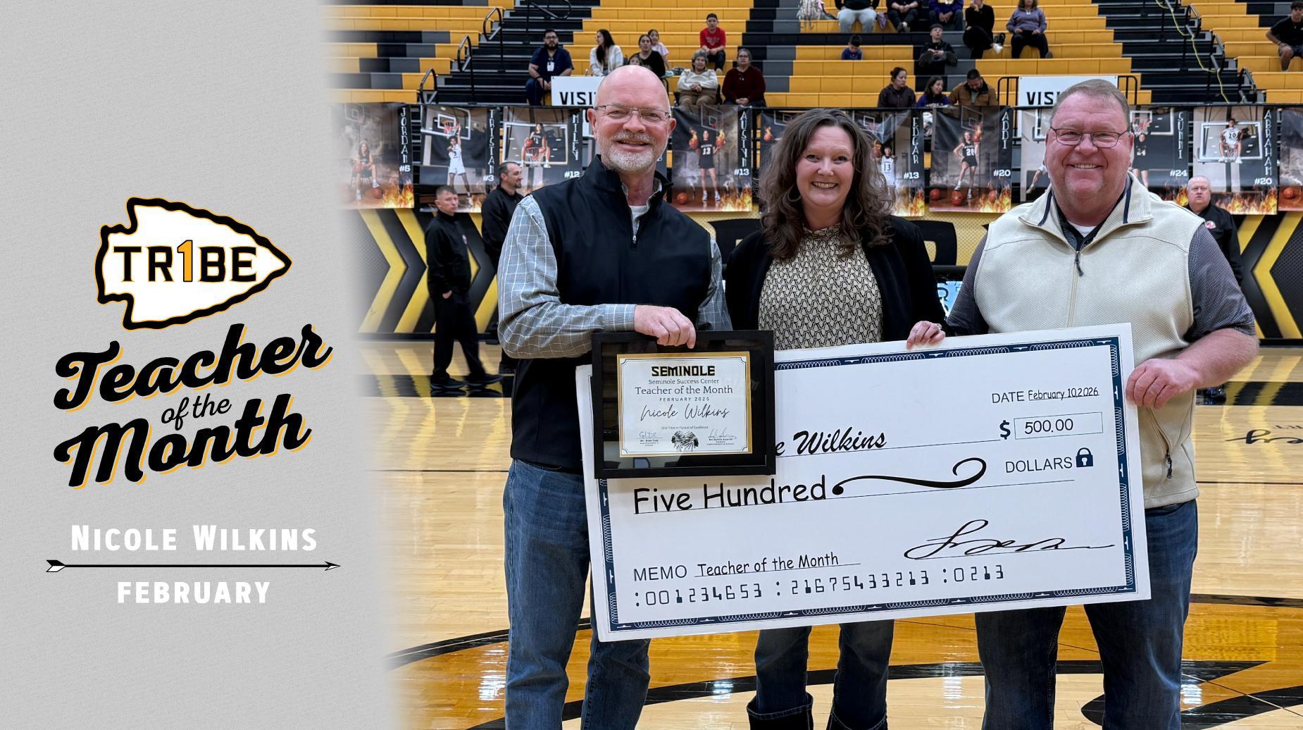 Nicole Wilkins of Success Center has been named the February Teacher of the Month