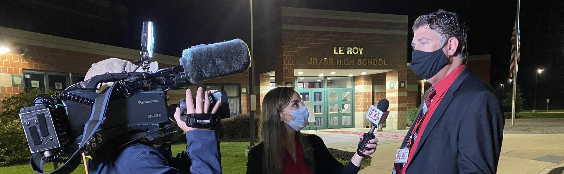 Superintendent Holly interviewing with media