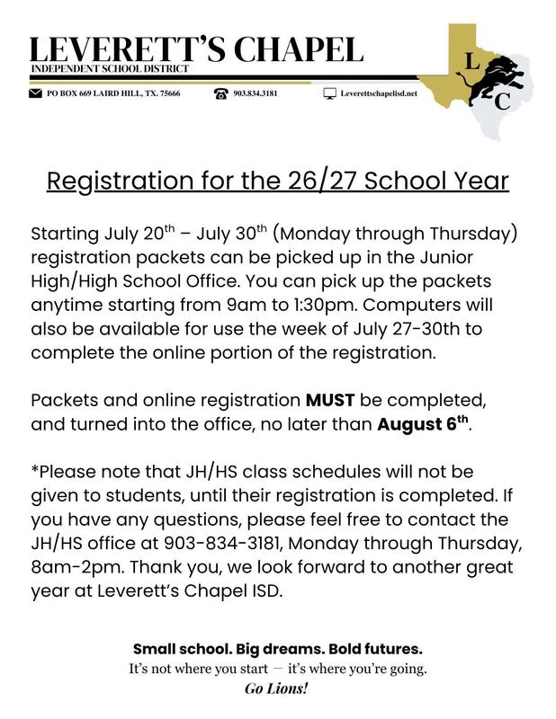 Message for registration.