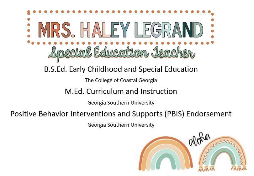 About Mrs LeGrand Haley LeGrand Golden Isles Elementary School
