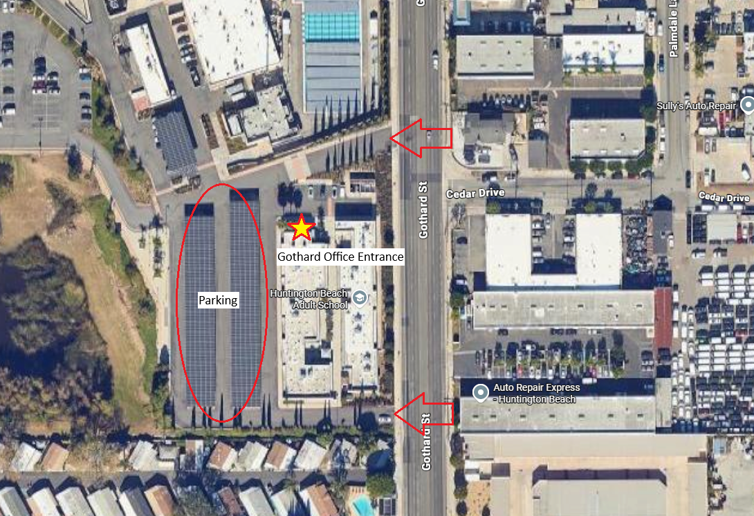 Satellite view of the Bolsa Campus parking lot.