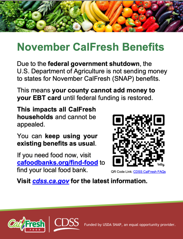 November CalFresh Benefits