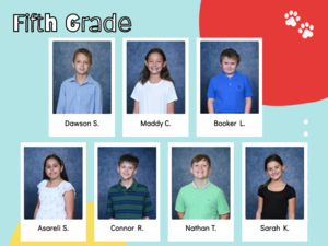 school mascot wildcat with student winners