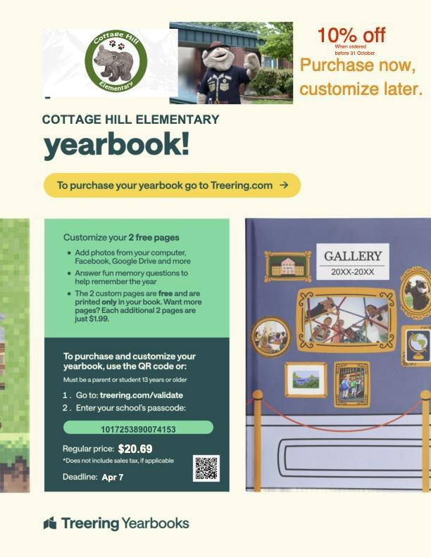 Sale on Yearbooks - Order by 10/31